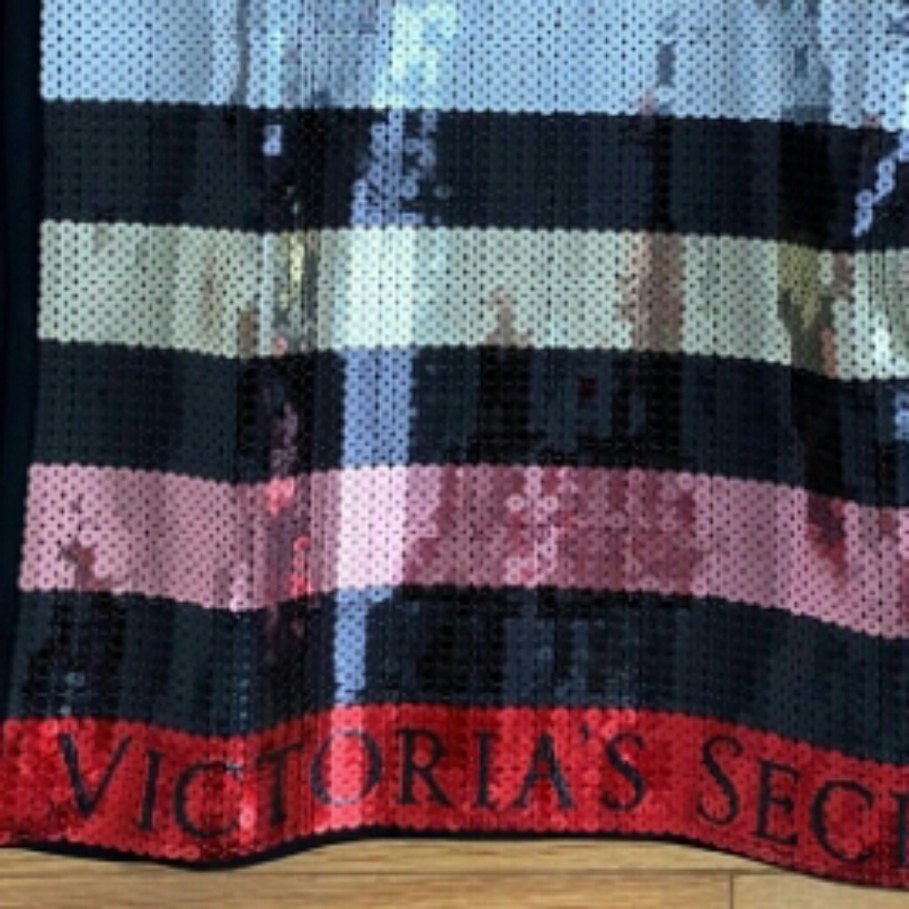 💋 Victoria’s Secret Striped Sequin Tote Bag L NEW! * - Picture 3 of 9
